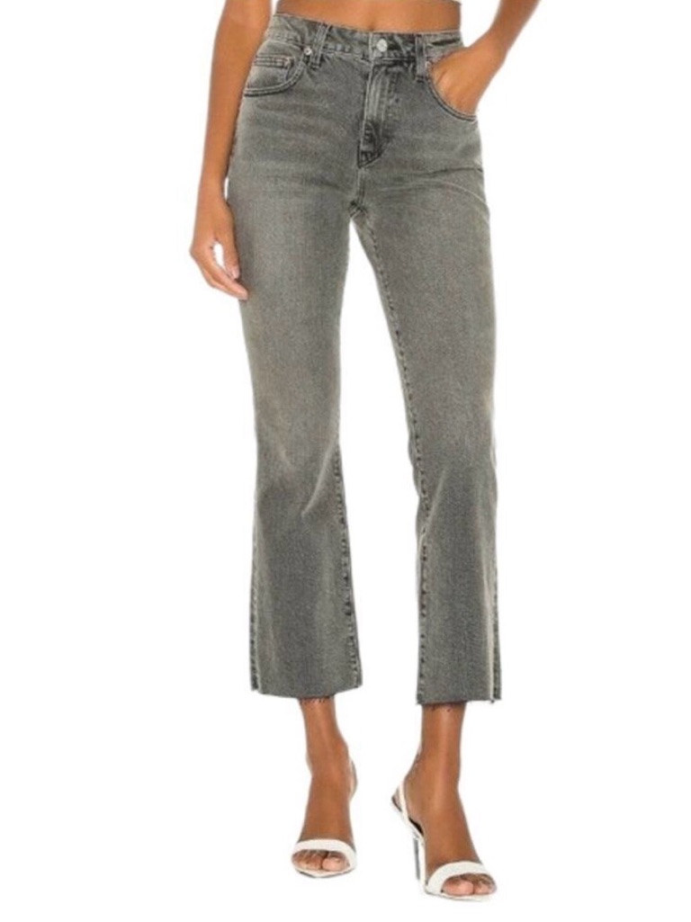 Nwt Women's Trave Colette Kick Flare "Touch Of Grey" Jeans Size 26 Msrp $268